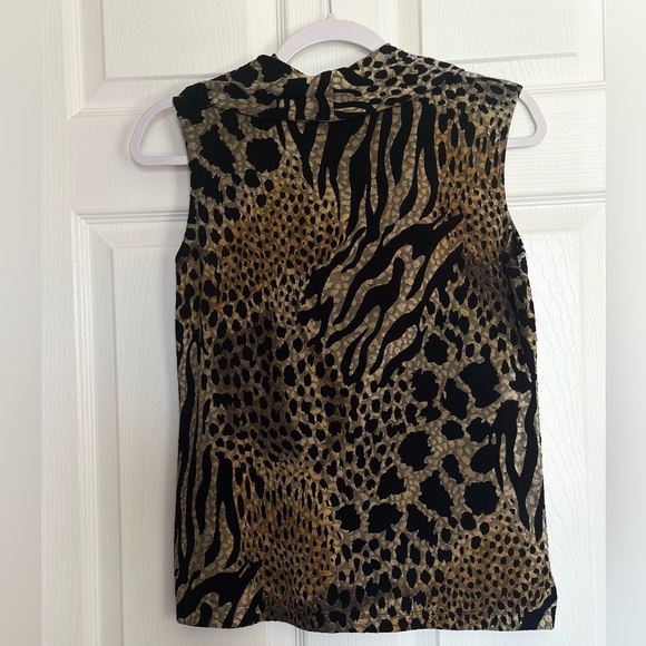 West End- Animal Print Cowl Neck Top- size small - Picture 3 of 5